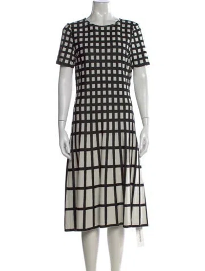 Pre-owned St John Plaid Print Midi Length Dress In Multi