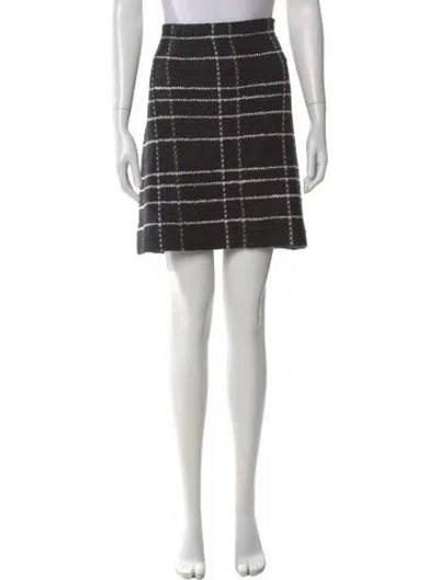 Pre-owned St John Plaid Print Mini Skirt In Black