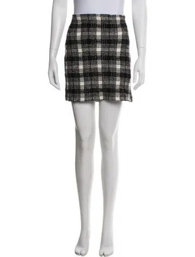 Pre-owned St John Plaid Print Mini Skirt In Black