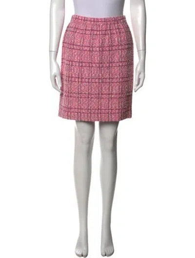 Pre-owned St John Plaid Print Mini Skirt In Pink
