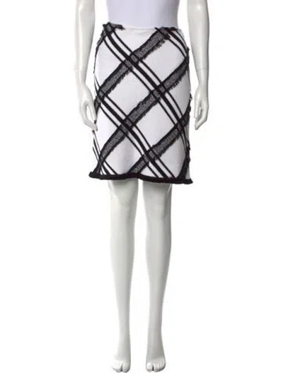 Pre-owned St John Plaid Print Mini Skirt In White