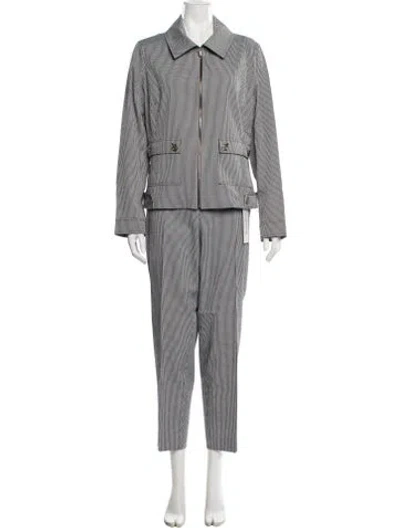 Pre-owned St John Plaid Print Pant Set In Black
