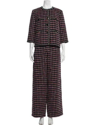 Pre-owned St John Plaid Print Pant Set In Multi