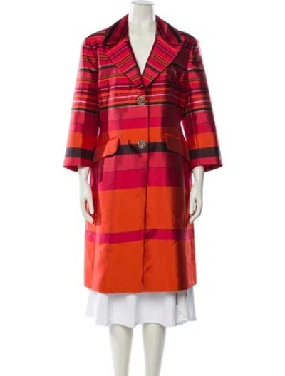 Pre-owned St John Plaid Print Peacoat W/ Tags In Red