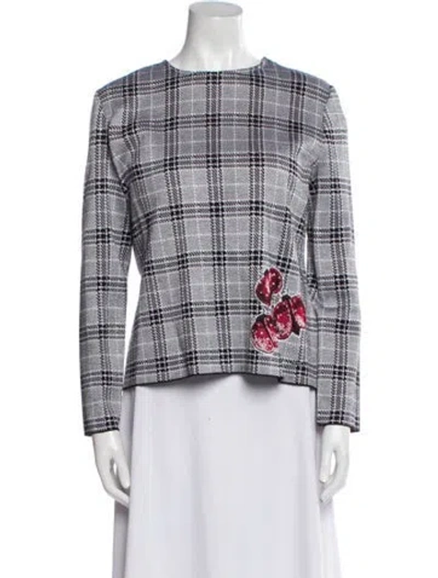 Pre-owned St John Plaid Print Set In White