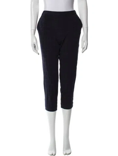 Pre-owned St John Plaid Print Skinny Leg Pants In Blue