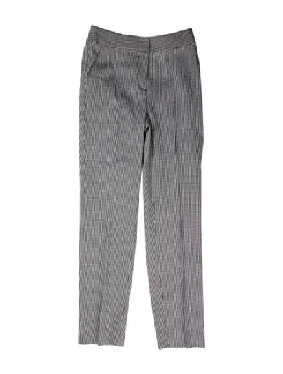Pre-owned St John Plaid Print Straight Leg Pants In Blue