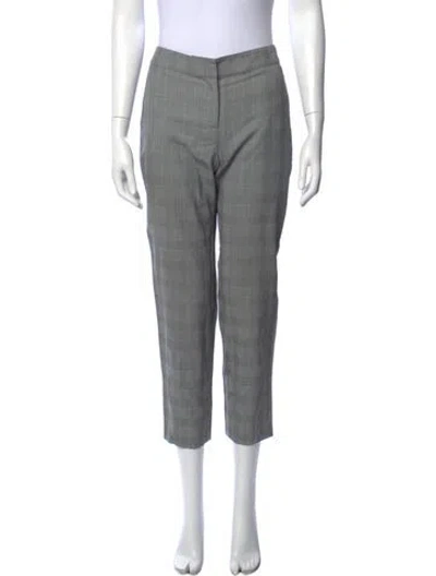 Pre-owned St John Plaid Print Straight Leg Pants In Blue