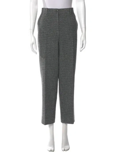 Pre-owned St John Plaid Print Straight Leg Pants In Gray