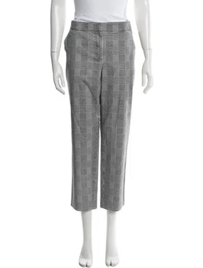 Pre-owned St John Plaid Print Straight Leg Pants In Gray