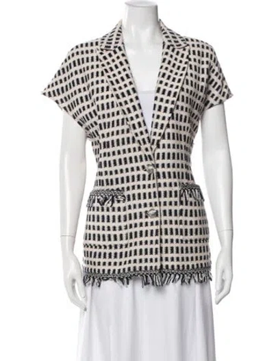 Pre-owned St John Plaid Print Vest In Neutral