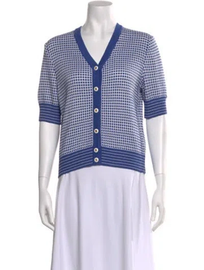 Pre-owned St John Plaid Print V-neck Sweater In Multi