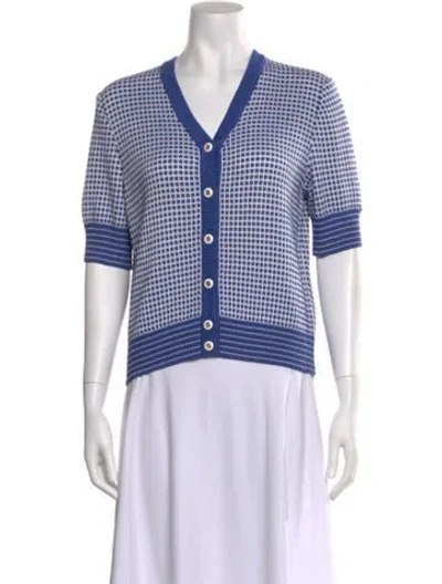 Pre-owned St John Plaid Print V-neck Sweater In Multi