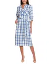 St John St. John Plaid Print Woven Dress In Blue