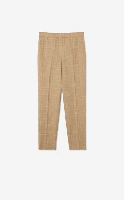 St John Plaid Wool Pant In Brown