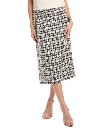St John St. John Plaid Wool-blend Pencil Skirt In Gray