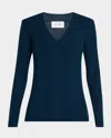 St John Plaited Rib Knit V-neck Sweater In Jubk