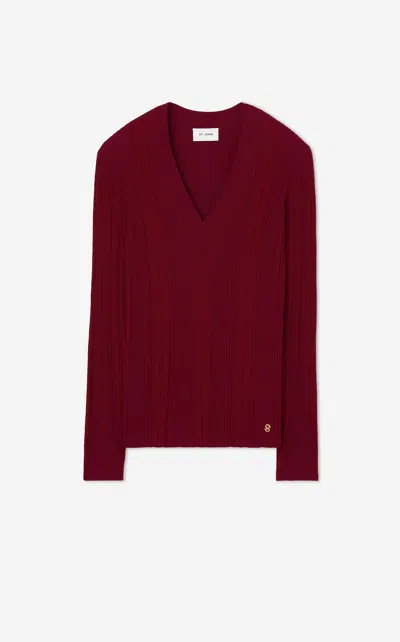 St John Plaited Rib V-neck Sweater In Hrwo