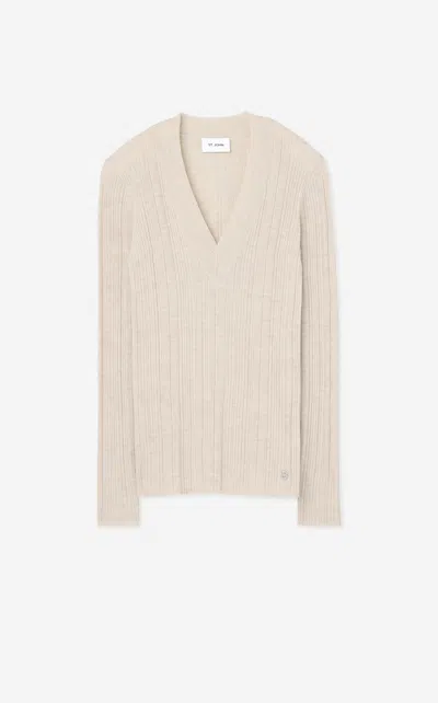 St John Logo-.plaque Textured-knit Jumper In Light Pink
