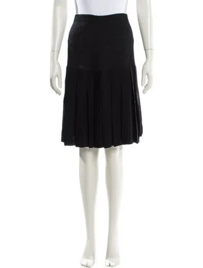 Pre-owned St John Pleated Accents Knee-length Skirt In Black
