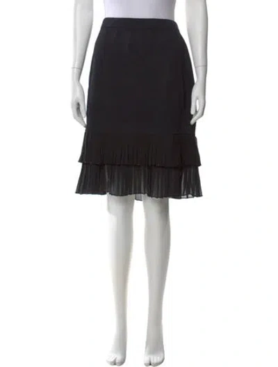 Pre-owned St John Pleated Accents Knee-length Skirt In Black
