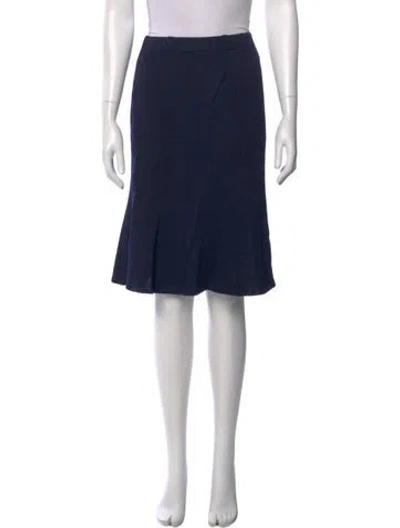 Pre-owned St John Pleated Accents Knee-length Skirt In Blue