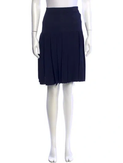 Pre-owned St John Pleated Accents Knee-length Skirt In Blue