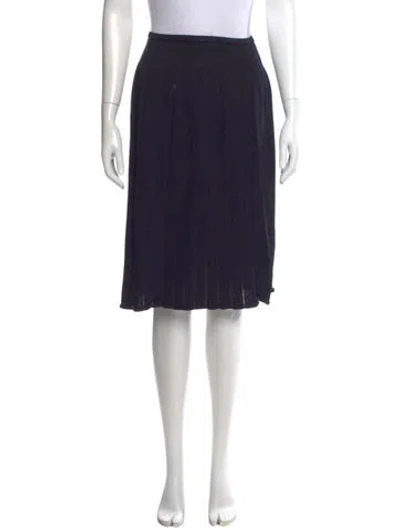 Pre-owned St John Pleated Accents Knee-length Skirt In Blue