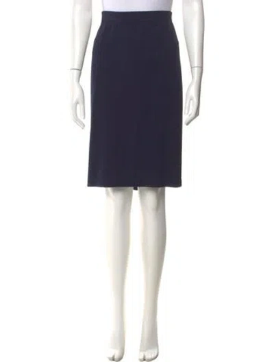 Pre-owned St John Pleated Accents Knee-length Skirt In Blue