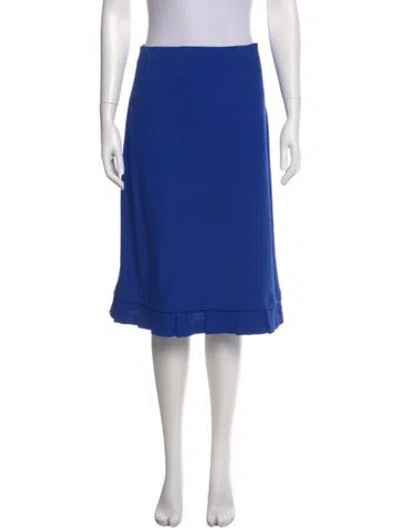 Pre-owned St John Pleated Accents Knee-length Skirt In Blue