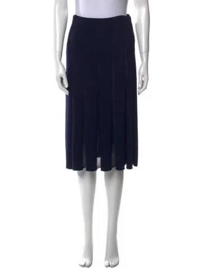 Pre-owned St John Pleated Accents Knee-length Skirt In Blue