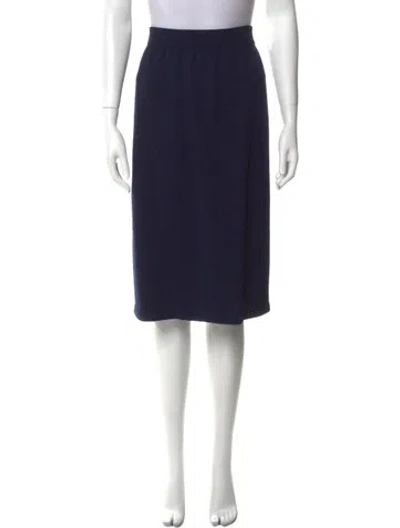 Pre-owned St John Pleated Accents Knee-length Skirt In Blue