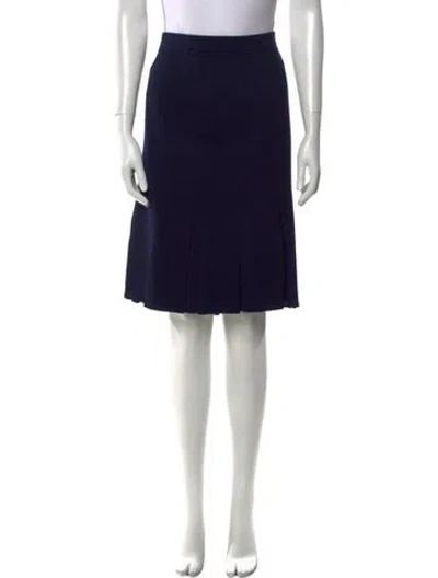 Pre-owned St John Pleated Accents Knee-length Skirt In Blue