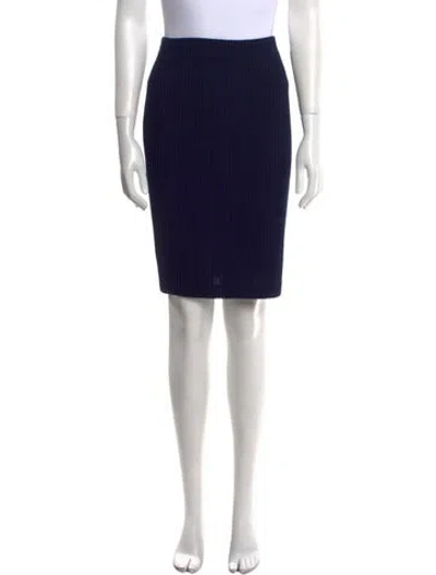Pre-owned St John Pleated Accents Knee-length Skirt In Blue