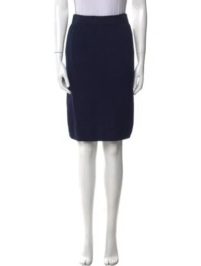 Pre-owned St John Pleated Accents Knee-length Skirt In Blue