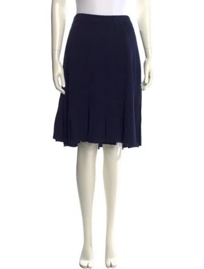 Pre-owned St John Pleated Accents Knee-length Skirt In Blue