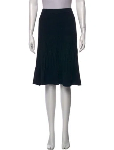 Pre-owned St John Pleated Accents Knee-length Skirt In Blue