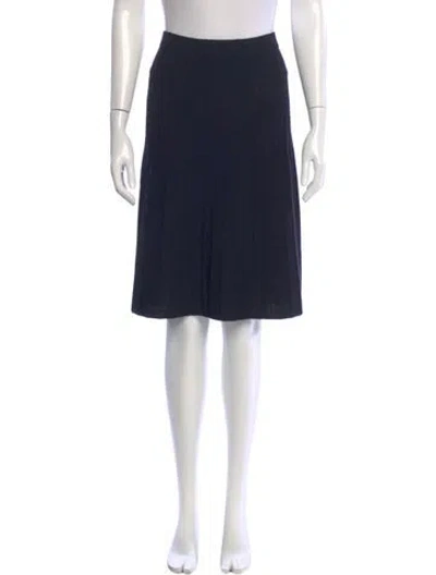 Pre-owned St John Pleated Accents Knee-length Skirt In Blue