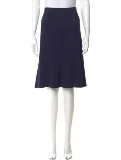 Pre-owned St John Pleated Accents Knee-length Skirt In Blue