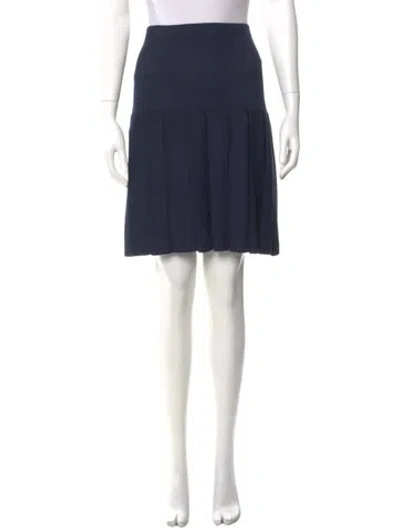 Pre-owned St John Pleated Accents Knee-length Skirt In Blue