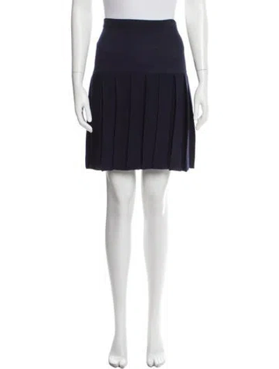 Pre-owned St John Pleated Accents Knee-length Skirt In Blue