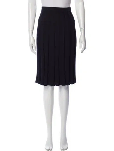 Pre-owned St John Pleated Accents Knee-length Skirt In Blue