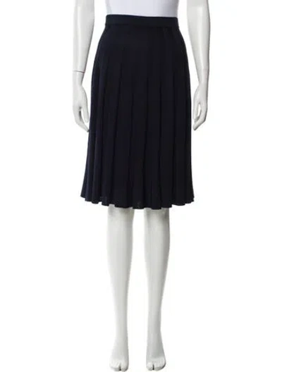 Pre-owned St John Pleated Accents Knee-length Skirt In Blue
