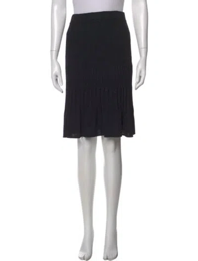 Pre-owned St John Pleated Accents Knee-length Skirt In Blue