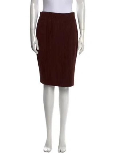 Pre-owned St John Pleated Accents Knee-length Skirt In Brown