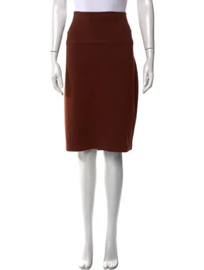 Pre-owned St John Pleated Accents Knee-length Skirt In Brown