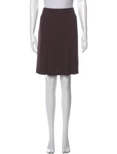 Pre-owned St John Pleated Accents Knee-length Skirt In Brown