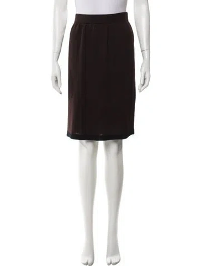 Pre-owned St John Pleated Accents Knee-length Skirt In Brown
