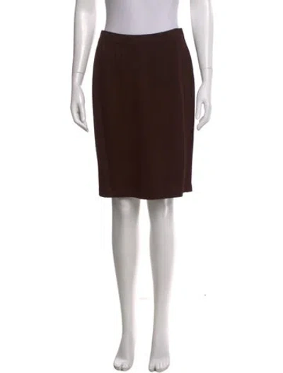 Pre-owned St John Pleated Accents Knee-length Skirt In Brown