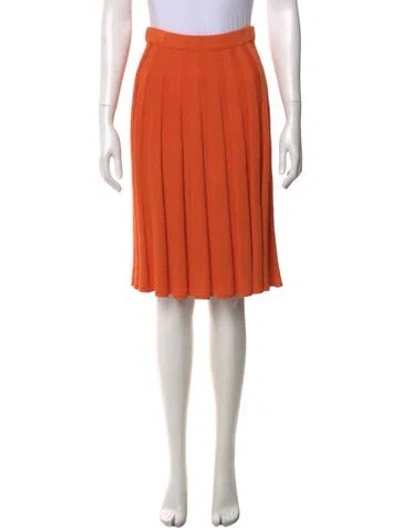 Pre-owned St John Pleated Accents Knee-length Skirt In Orange